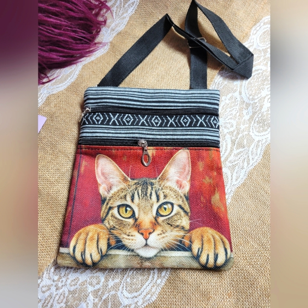 Tabby cat crossbody bag